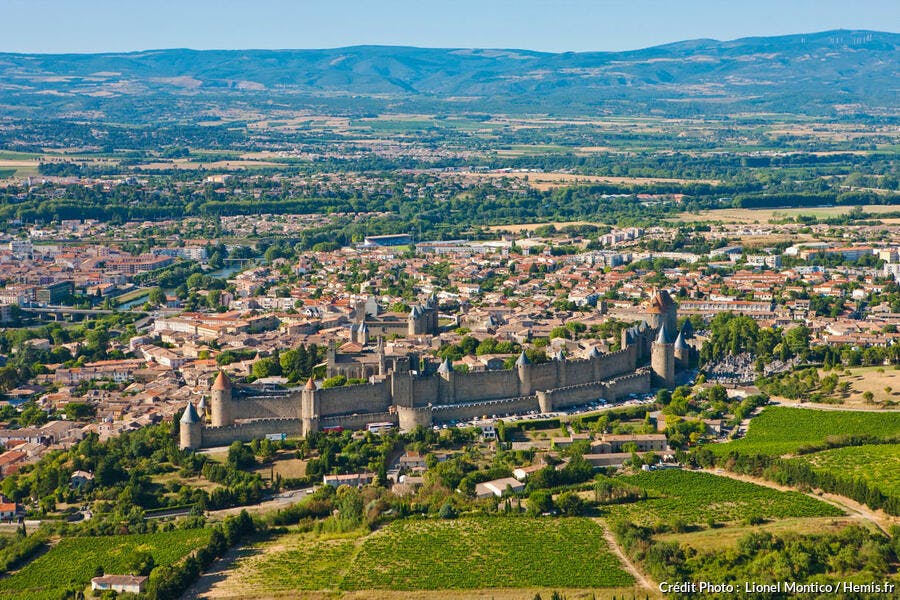 Vista aérea de la ciudad de Carcasona (Aude) 
