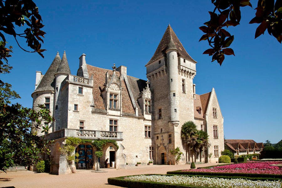 Fachada del castillo de Milandes, en el Périgord Noir 