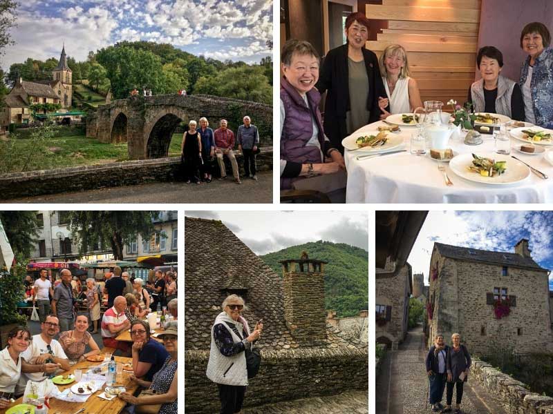 La gente divirtiéndose en restaurantes y sitios de belleza natural en Aveyron Francia