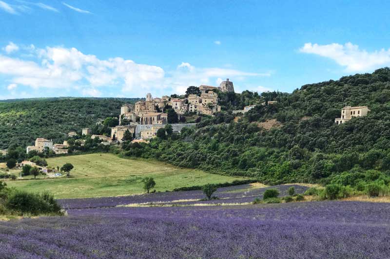 La villa en la cima de una colina de Simiane-la-Rotonde Provence, rodeada de campos de lavanda