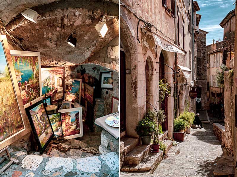 Galería de arte en una bodega de piedra en St Paul-de-Vence Provence