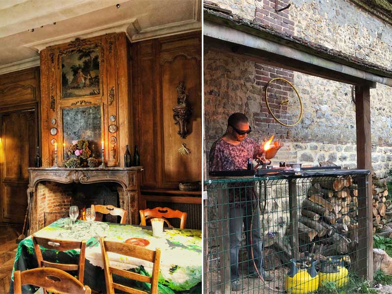 Chimenea en una sala del siglo XVI ahora un restaurante en Gerberoy, Picardía