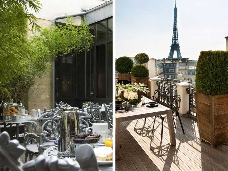 Terraza cubierta y terraza descubierta de hoteles en París
