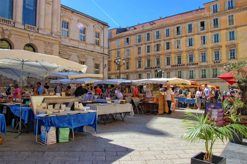 Nice market under a blue sky