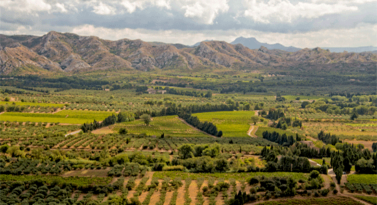 View of the rugged landscape of Les Alpilles Provence
