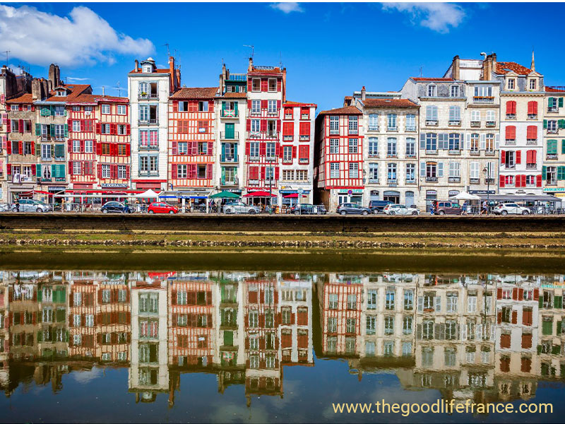 Colourful tall houses in Bayonne