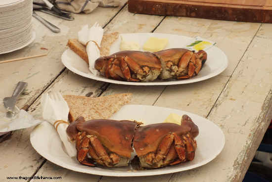 plato de cangrejo de la costa de ópalo